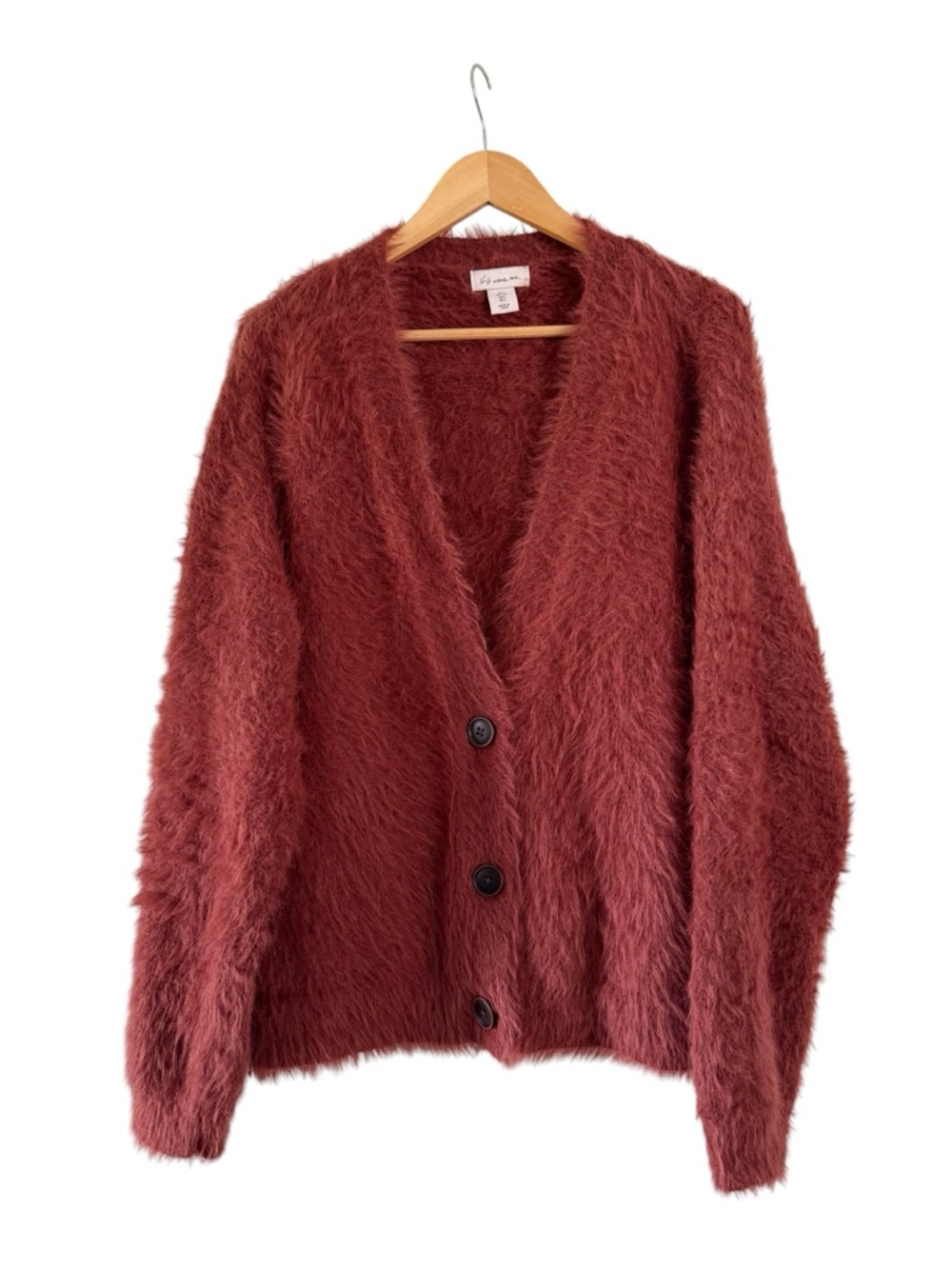 Anthropologie If It Were Me Fuzzy Cardigan Sweater Rust Size Large